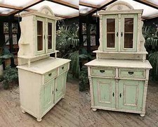 ❤️ Wonderful Cream/Sage Green Old Painted Pine Antique Victorian Glazed Dresser