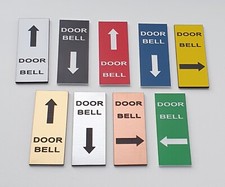 Door Bell Engraved Sign with Arrow Up, Down, Left or Right in various colours