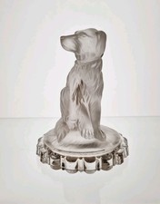 Baccarat pressed glass frosted dog statue figurine antique victorian old 19th c