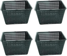 4 Large 19Cm Square Plastic Aquatic Pots Baskets for Water Plants and Pond