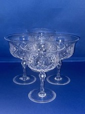 4 X STUNNING ELEGANT QUALITY CUT GLASS CHAMPAGNE SAUCERS FINE GLASS 