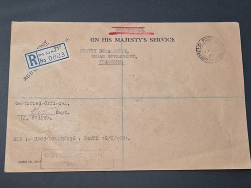 Sudan 1951 reg ohms - 1951, reg.
