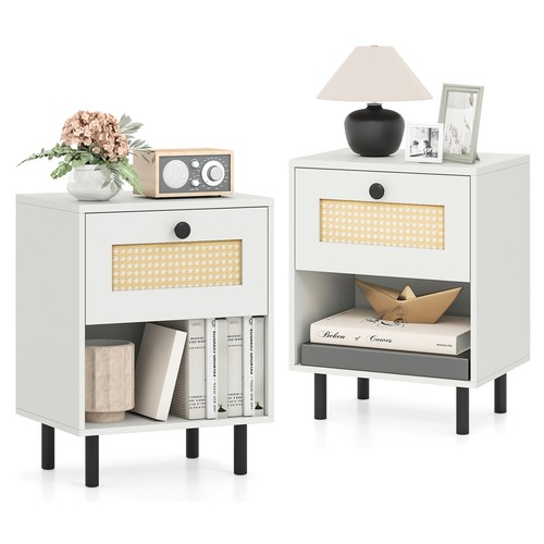 Rattan nightstand boho style - rattan,