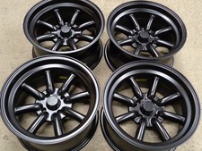 8"x15" JBW 8-SPOKE 4x100 ET0 MATT BLACK WIDE WHEELS x4