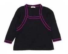 precise Womens Black Square Neck Viscose Blend Jumper Size S