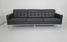 Florence Knoll Grande sofa in Pelle Black leather immaculate