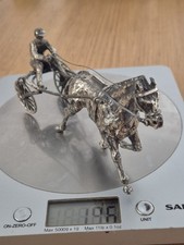 Vintage Sterling Silver Italian Figurine Jockey Horse Cart Hallmarked Roselli !!