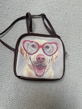 Brown Cross Body Bag With Golden Retriever Image. 