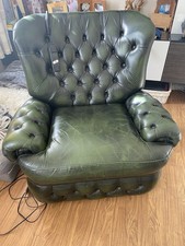 Chesterfield Leather Wingback Chair Recliner Single. Very Good Condition
