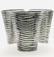 3 x Large Vase Silver Metallic Ribbed Silver-Toned Decorative  Heavy RRP £70