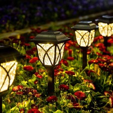 8PCS LED Solar Stake Lights Outdoor Garden Patio Pathway Lights Path Solar Lamp