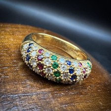 18ct gold diamond emerald sapphireruby cluster ring tutti frutti