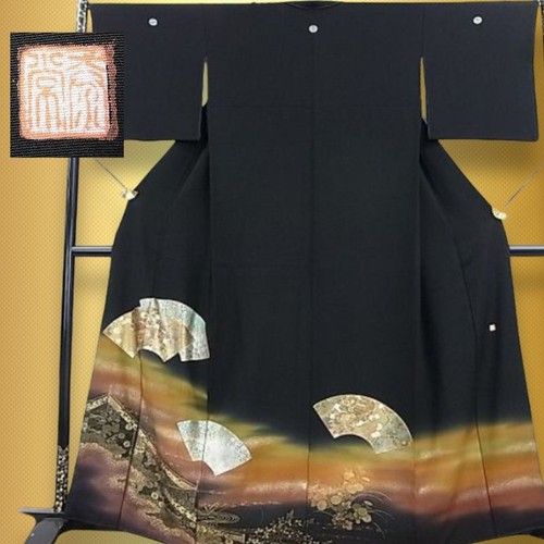 Japanese black tomesode - tomesode, kimono