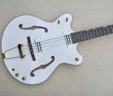  Top White Electric Bass Guitar - Four Strings Semi-Hollow Design 24-Fretted