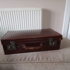 Real Cow Hide Vintage Suitcase With Key - 22" x 13" x 6"