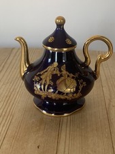VINTAGE LIMOGES COBALT BLUE & GOLD COFFEE POT-FRANCE-teapot