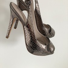 Bourne Pewter Heels Peep Toe