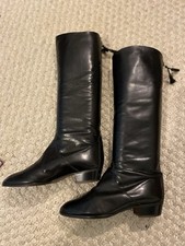 Russell And Bromley Black Leather Tall Heeled Boots Quality Uk Size 6(EU 39.5)