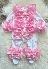 Romany Babygrow Extra Frilly Bling Bows Size 0-3  Months Reborn Baby Pink Bows