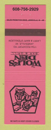 Matchbook cover wolf - cover, wolf's