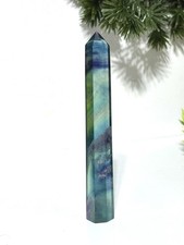 Tall 11.2cm Elegant Immaculately Carved Rainbow Fluorite Crystal Point Tower