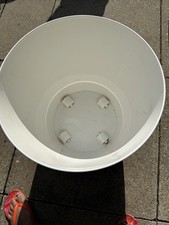 White Barrel Planter With Wheels