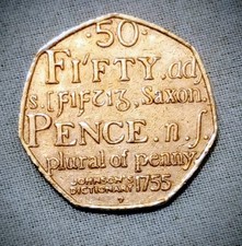 Rare 50p 50 pence piece coin 2005 Queen Elizabeth Johnson's dictionary 1755 