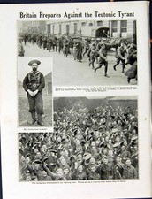 Old Antique Print 1915 World