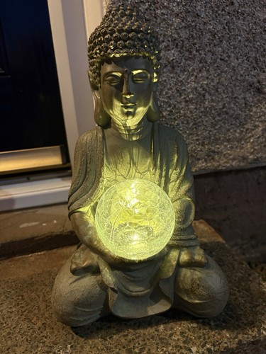 Solar powered grey - powered, buddha