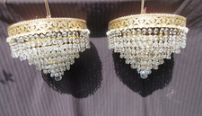 Pair matching Vintage   crystal drop waterfall chandelier complete pretty