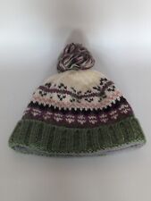 Fat Face Kids hat green purple bobble winter warm