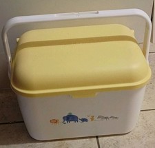 Vintage Mothercare baby bath box nappy box storage box sleepy safari. Lemon. 