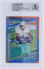 Tua Tagovailoa Dolphins Signed 2021 Panini Donruss Optic Threads #TH-14 BAS Card