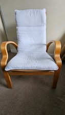 IKEA Poang Chair Armchair Wood Frame with Removable Washable Cream Cover