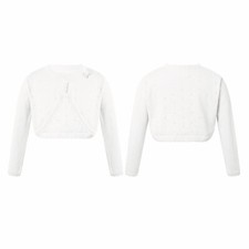 Kids Girls Long Sleeve Bolero Shrug Flower Girl Dress Cover Up Knitted Cardigan