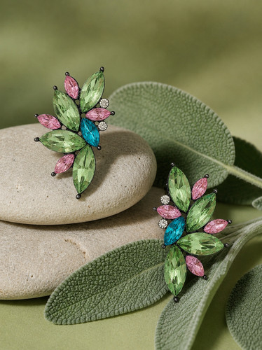Gunmetal peridot green pink - peridot, &
