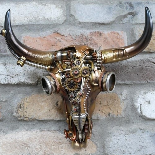 Steampunk buffalo head wall - buffalo,