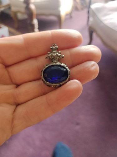 Blue glass fob pendant - fob,