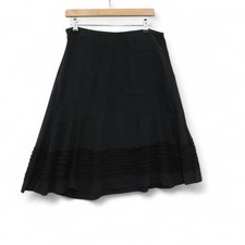 Farhi by Nicole Farhi Black Silk Skirt UK 10 Midi Flare EU 36 Preloved