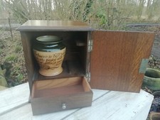 Antique Edwardian English Oak Free Standing Tobacco Pipe Cabinet & Key C1910