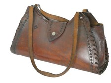 Vintage c1990s/Y2K gorgeous leather unlined tooled bag Spanish? 15"x8"x4" VGC