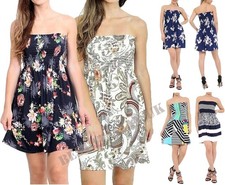 Womens Printed Bandeau Dress