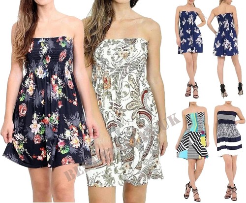 Womens printed bandeau dress - printed,