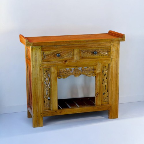Teak reclaimed wood console - reclaimed,