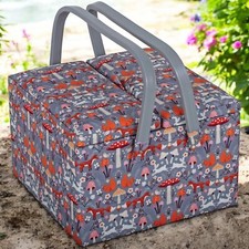 SEWING BASKET BOX Woodland Toadstool Twin Lid Optional Sewing Accessory Kit