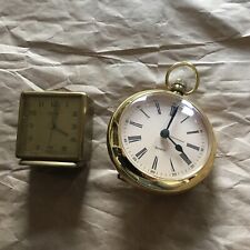 Large Quartz Pocket Watch Clock w/Stand | West Germany & Brass Swiza Mignon