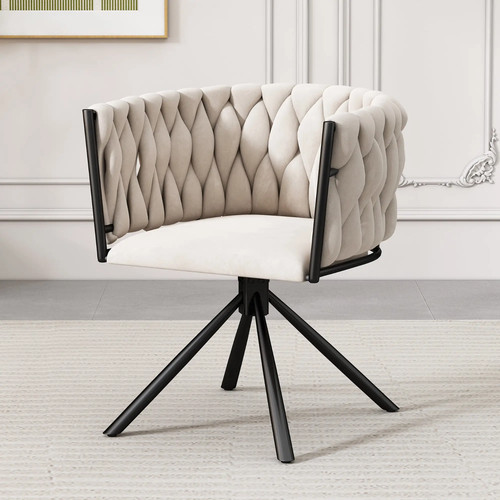 Beige velvet dining chair - velvet,