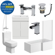 Bathroom Suite Complete RH 1700mm Bath Single Ended Basin Sink Taps Toilet WC