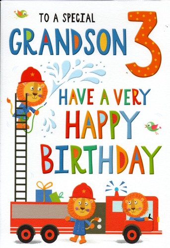 Grandson 3rd birthday card - birthday,