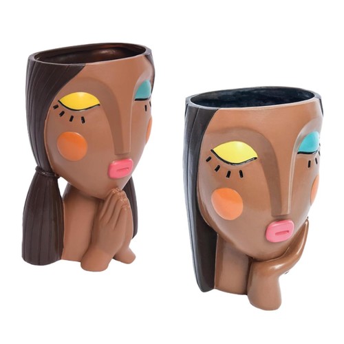 Face flower pot head planter - pot,